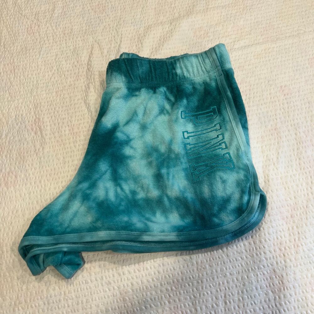 PINK tie dye teal shorts for women size Large